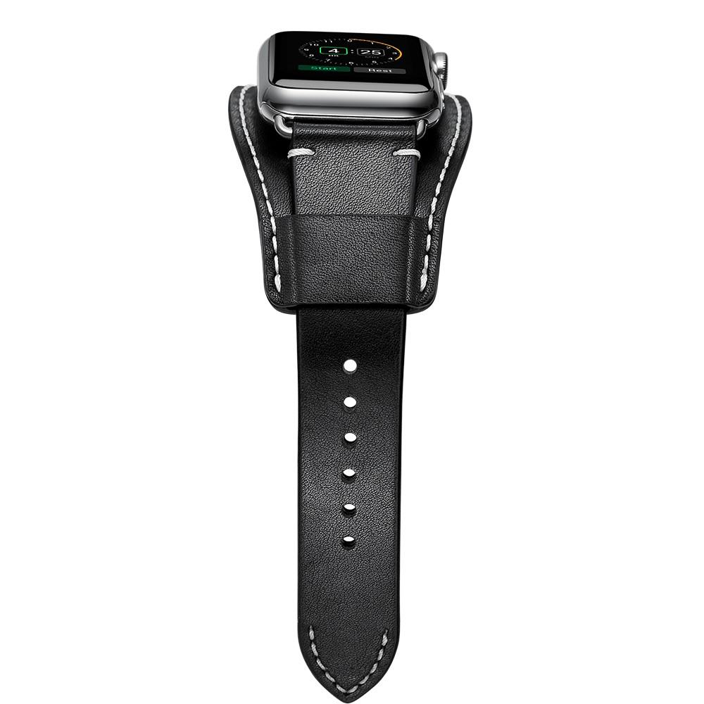 Correa ancha de Piel Apple Watch 45mm Series 7 negro