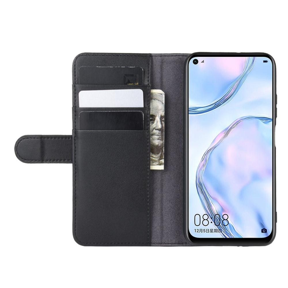 Funda de cuero genuino Huawei P40 Lite, Negro