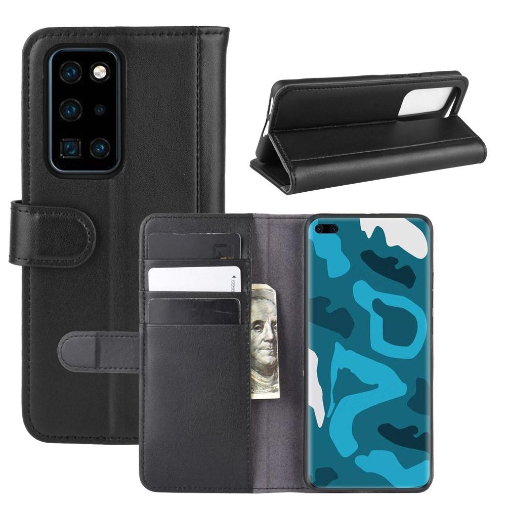 Funda de cuero genuino Huawei P40 Pro, negro