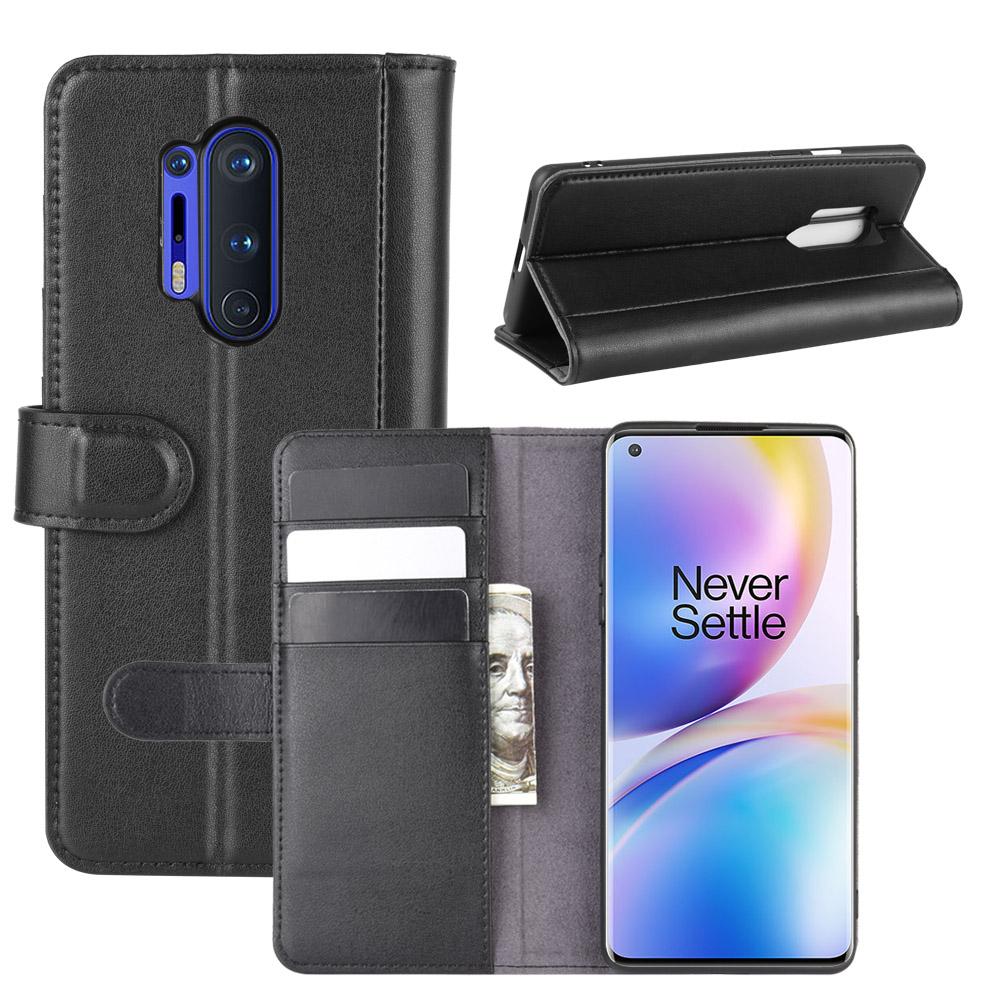 Funda de cuero genuino OnePlus 8 Pro, negro