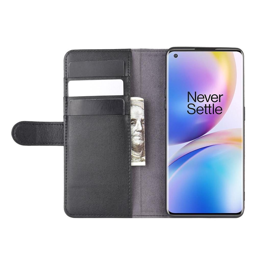 Funda de cuero genuino OnePlus 8 Pro, negro