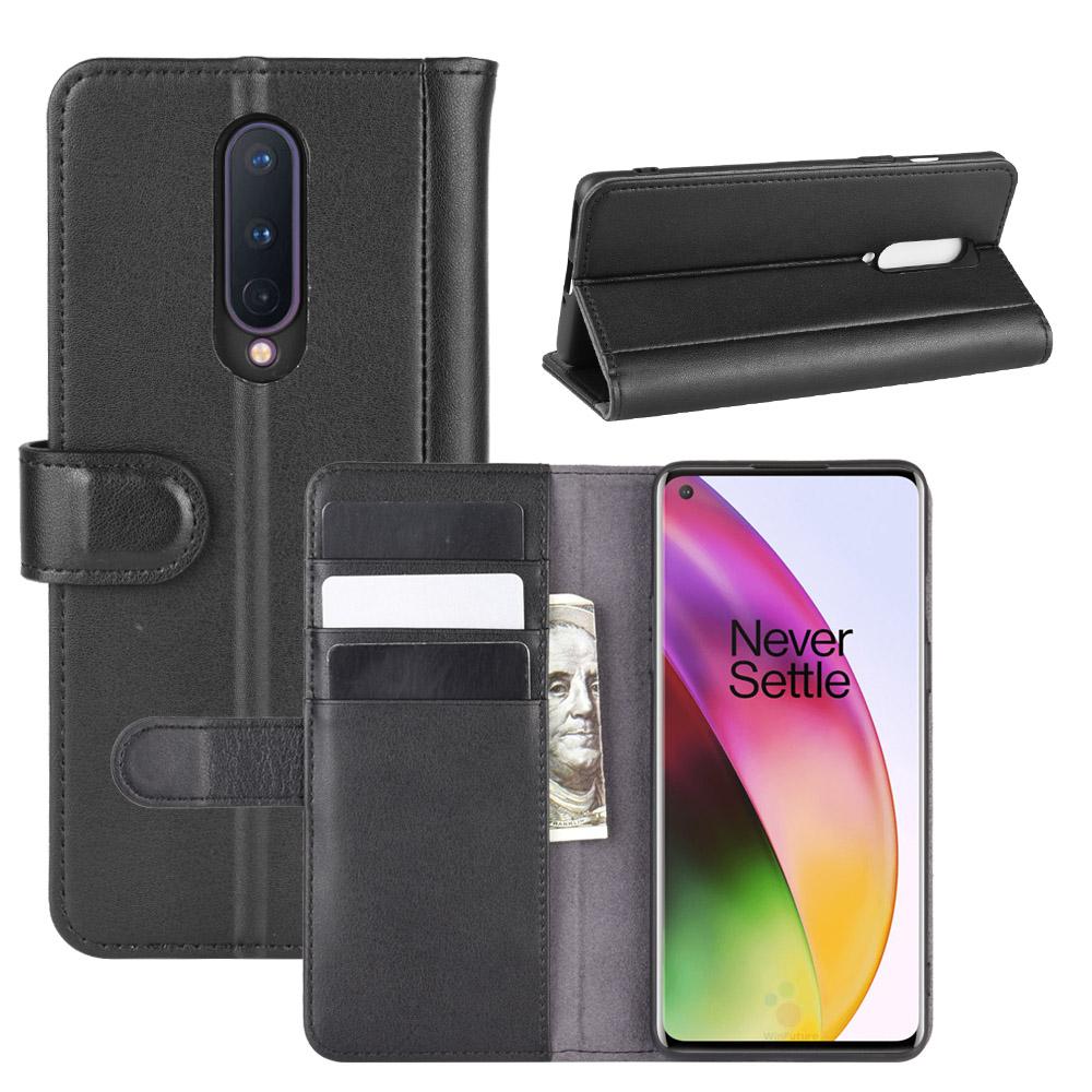 Funda de cuero genuino  OnePlus 8, Negro