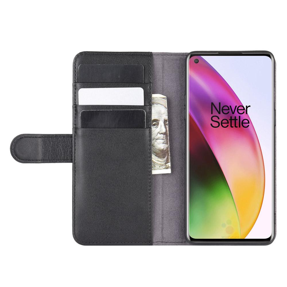 Funda de cuero genuino  OnePlus 8, Negro