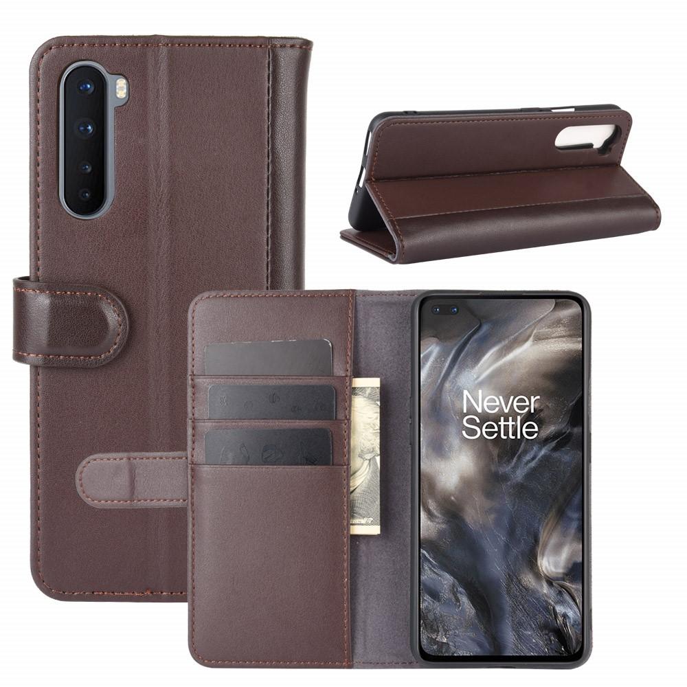 Funda de cuero genuino OnePlus Nord, marrón