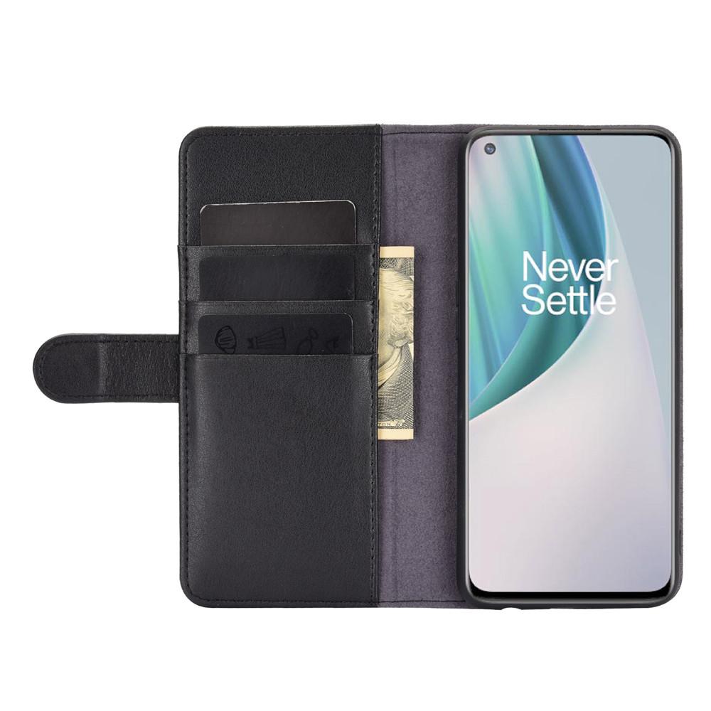 Funda de cuero genuino OnePlus Nord N10 5G, negro