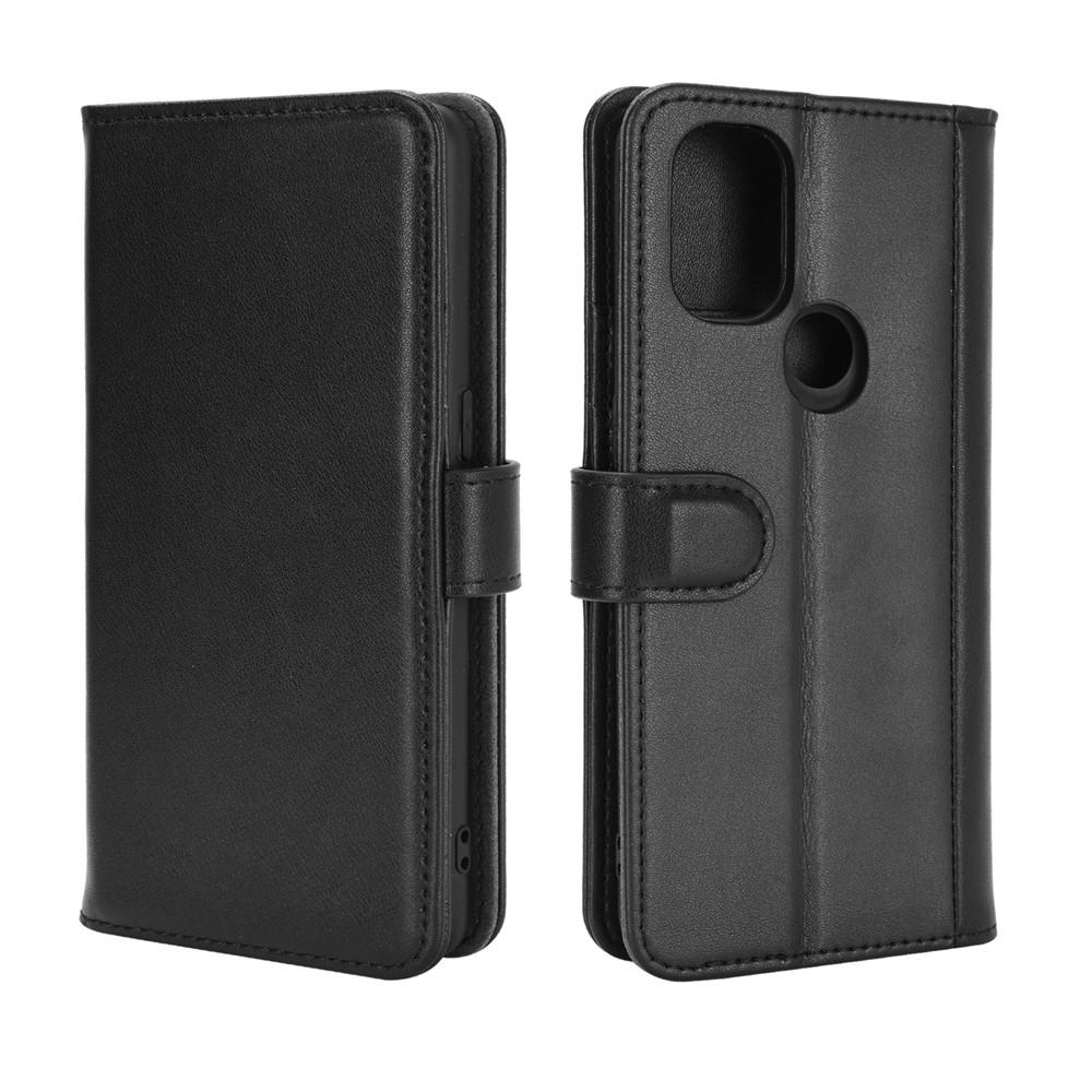 Funda de cuero genuino OnePlus Nord N10 5G, negro