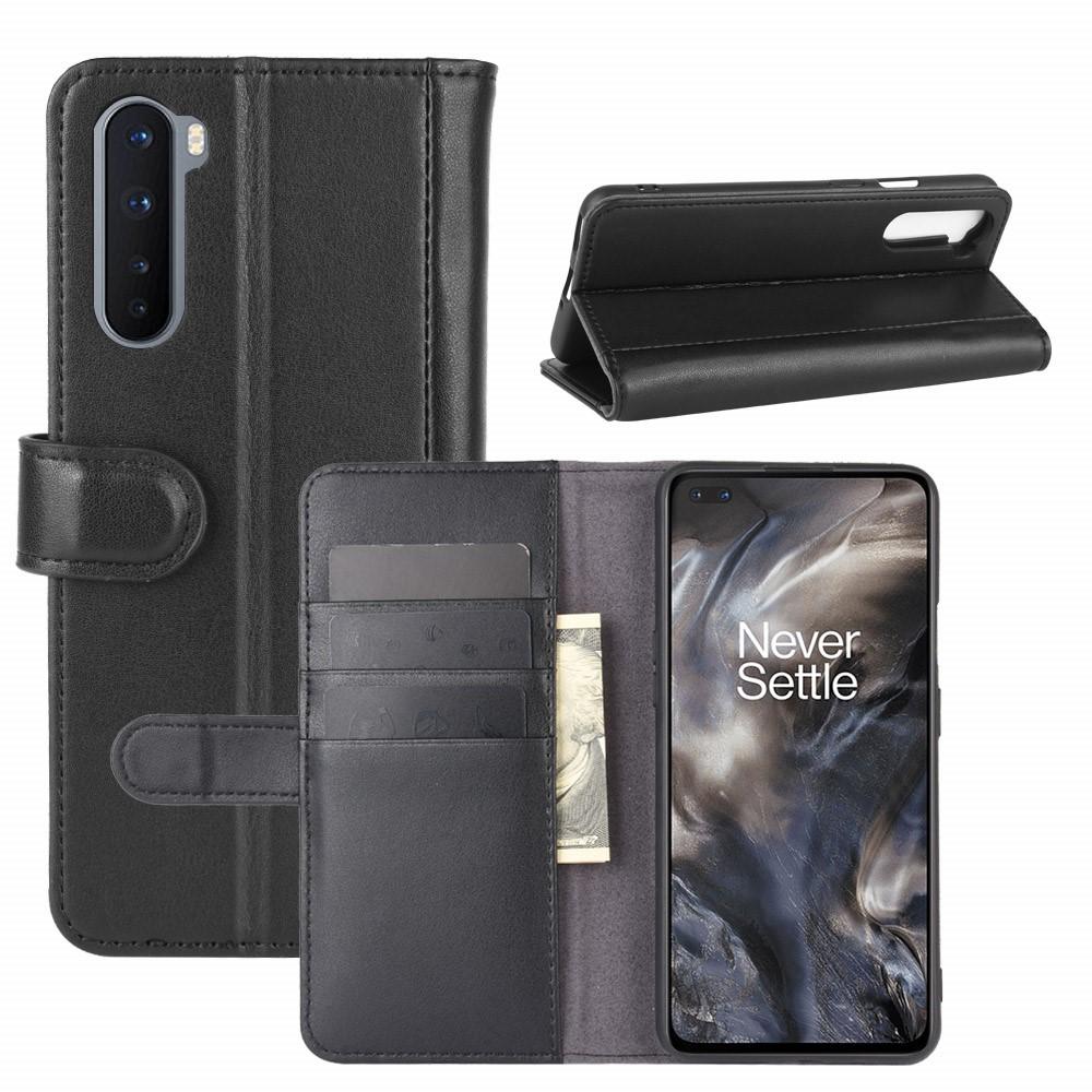 Funda de cuero genuino  OnePlus Nord, Negro