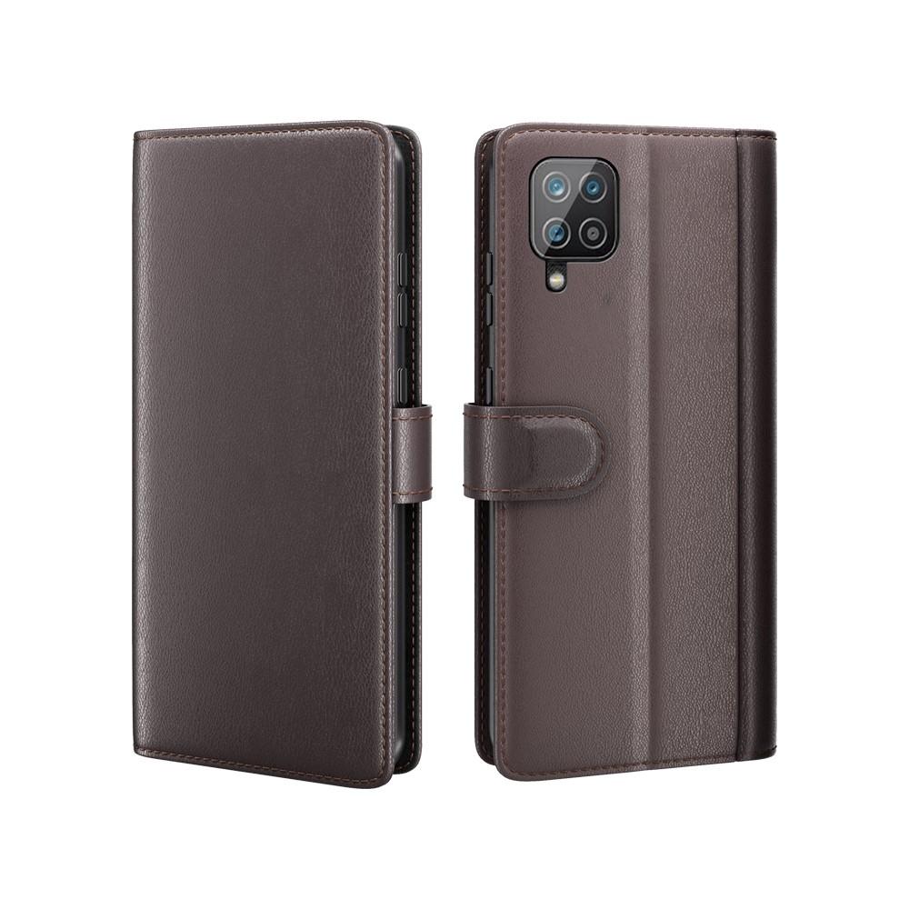 Funda de cuero genuino Samsung Galaxy A12 5G, marrón