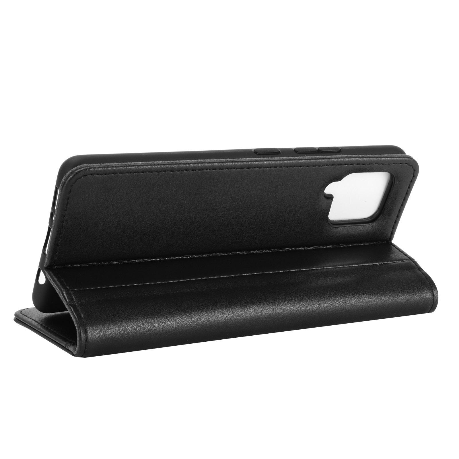 Funda de cuero genuino Samsung Galaxy A12 5G, negro