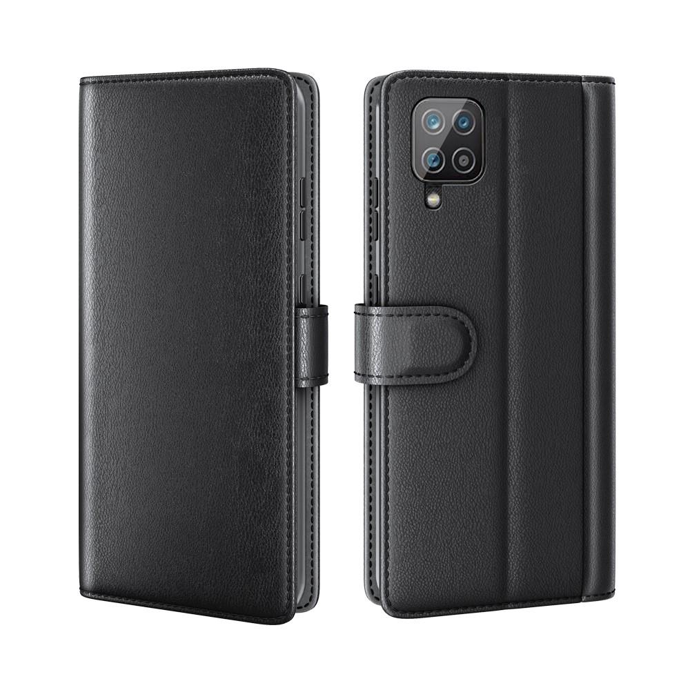 Funda de cuero genuino Samsung Galaxy A12 5G, Negro