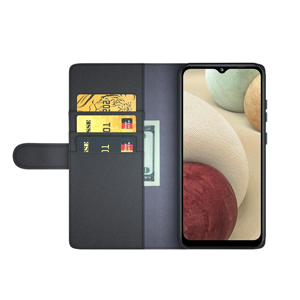 Funda de cuero genuino Samsung Galaxy A12 5G, Negro