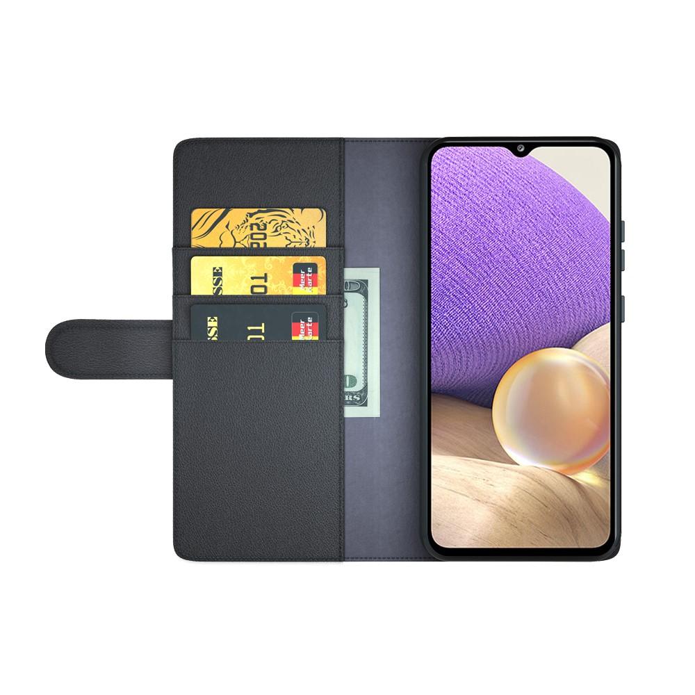 Funda de cuero genuino Samsung Galaxy A32 5G, Negro