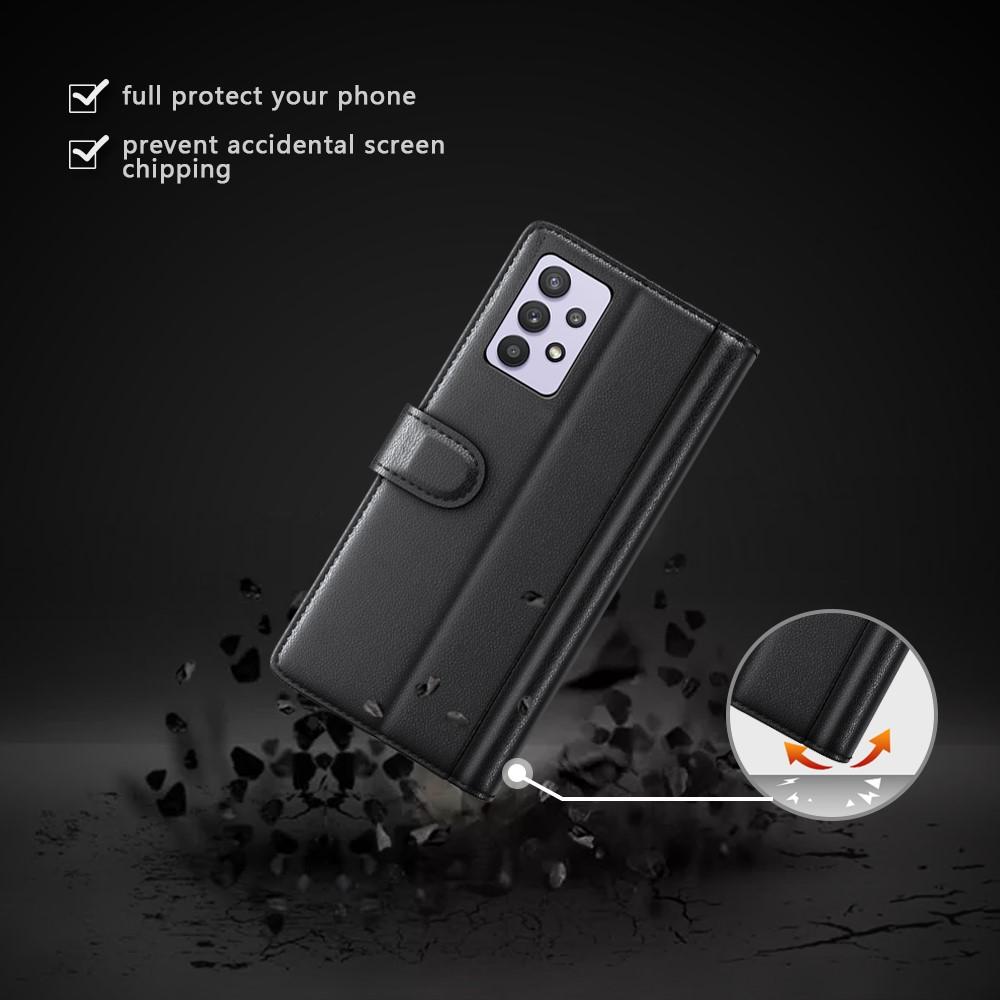 Funda de cuero genuino Samsung Galaxy A32 5G, Negro