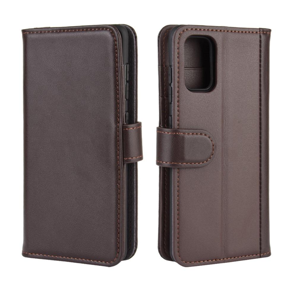 Funda de cuero genuino Samsung Galaxy A41, marrón