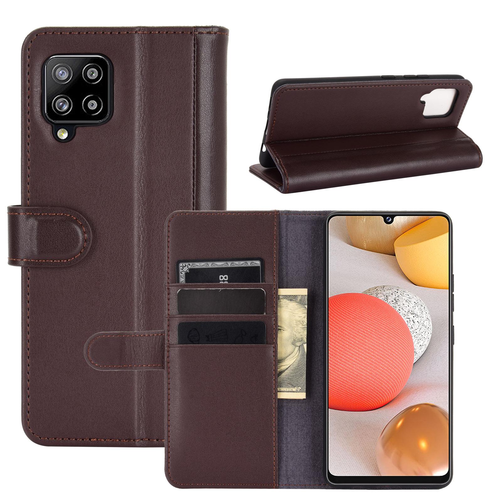 Funda de cuero genuino Samsung Galaxy A42, marrón