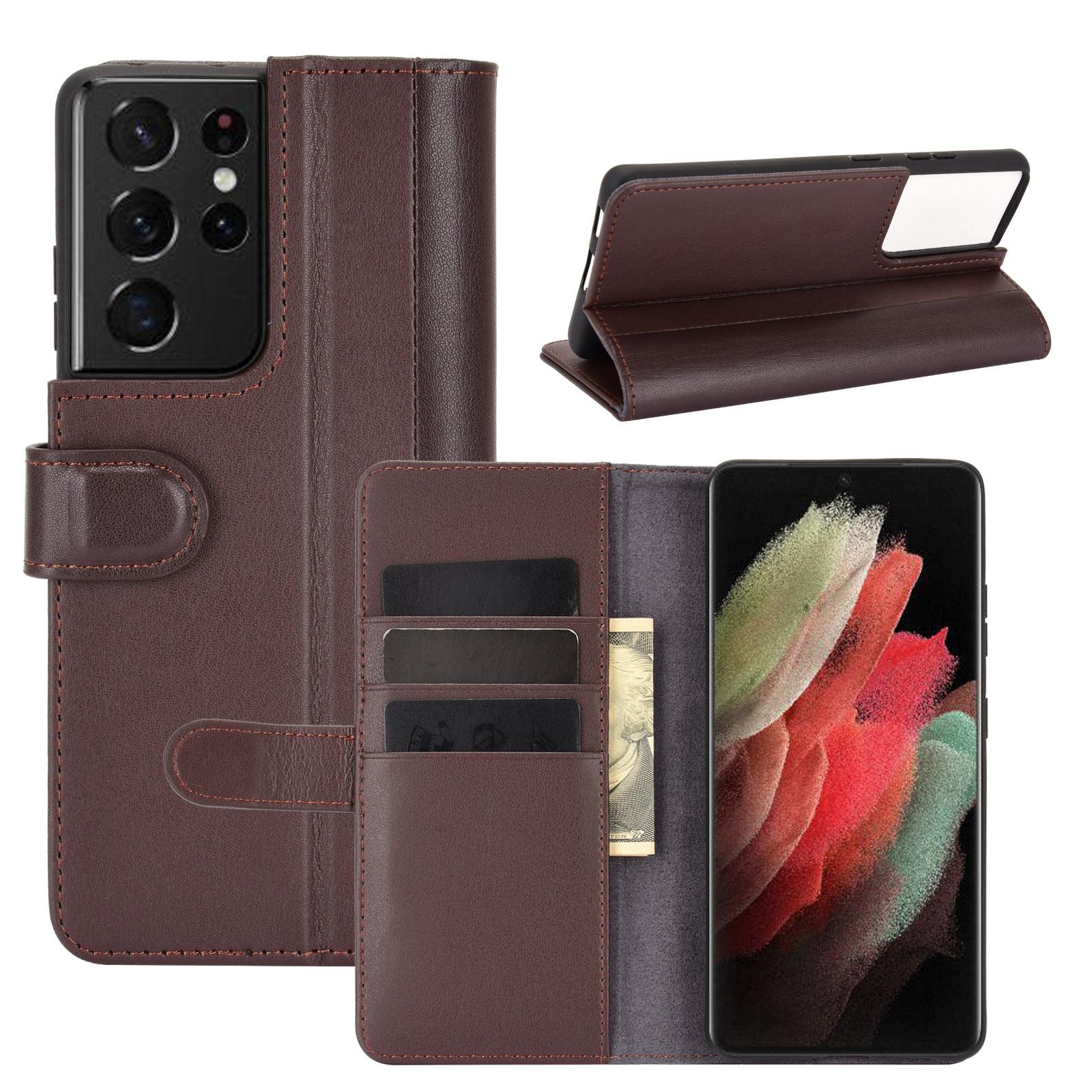 Funda de cuero genuino Samsung Galaxy S21 Ultra, Marrón
