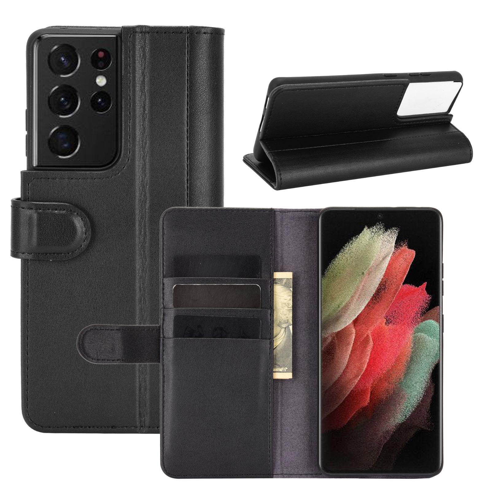 Funda de cuero genuino Samsung Galaxy S21 Ultra, Negro