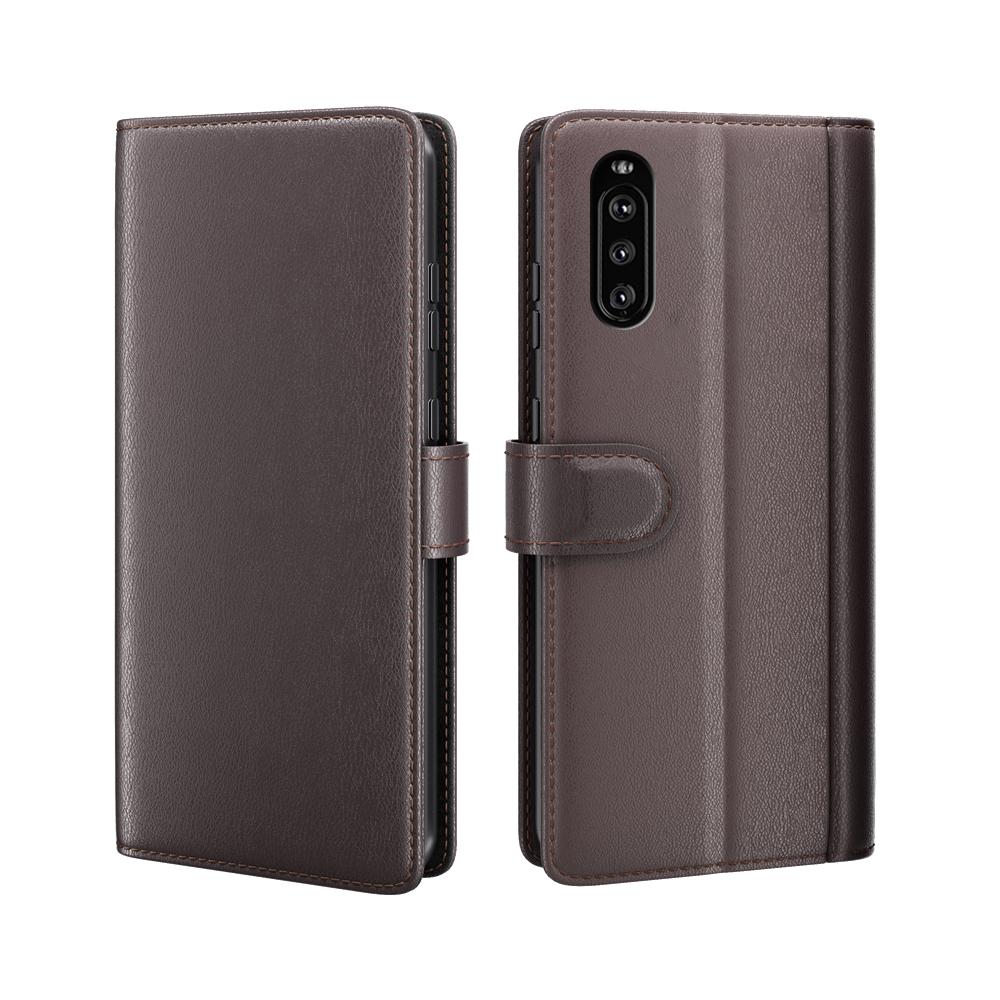 Funda de cuero genuino Sony Xperia 10 III, marrón