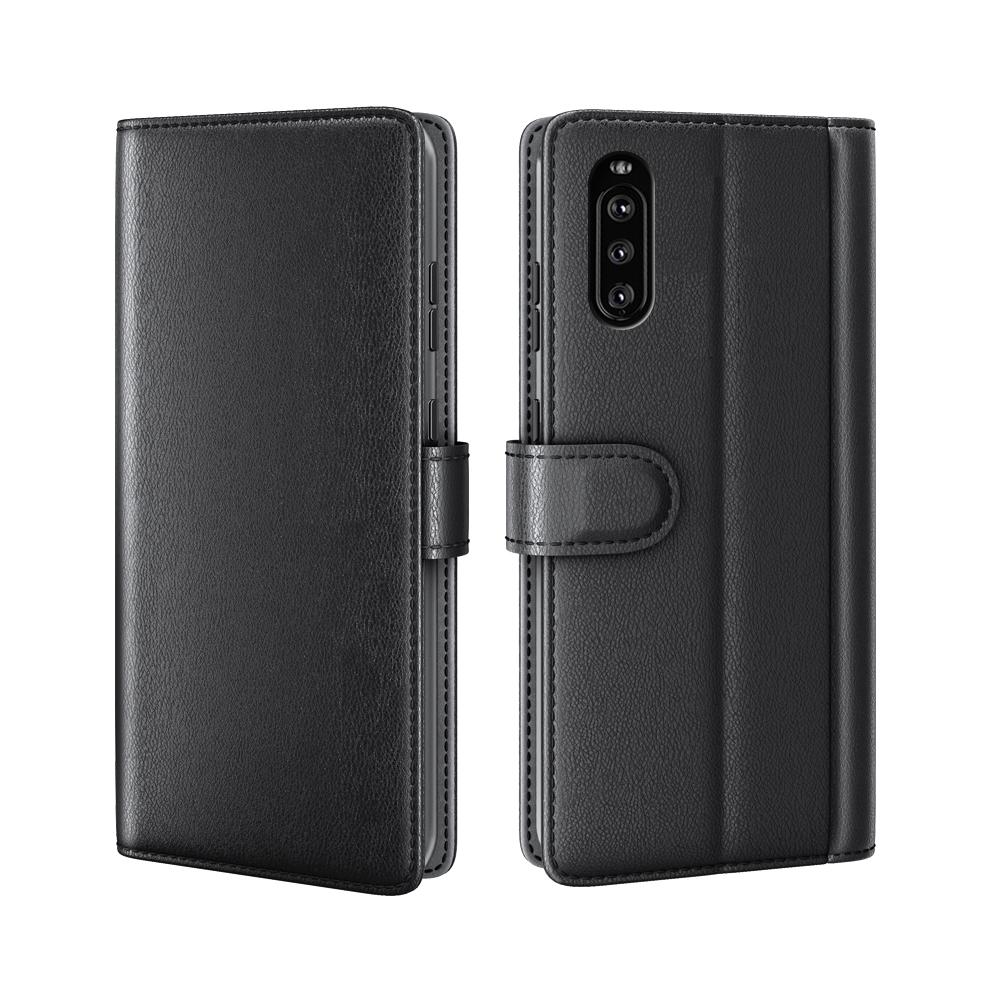 Funda de cuero genuino Sony Xperia 10 III, negro