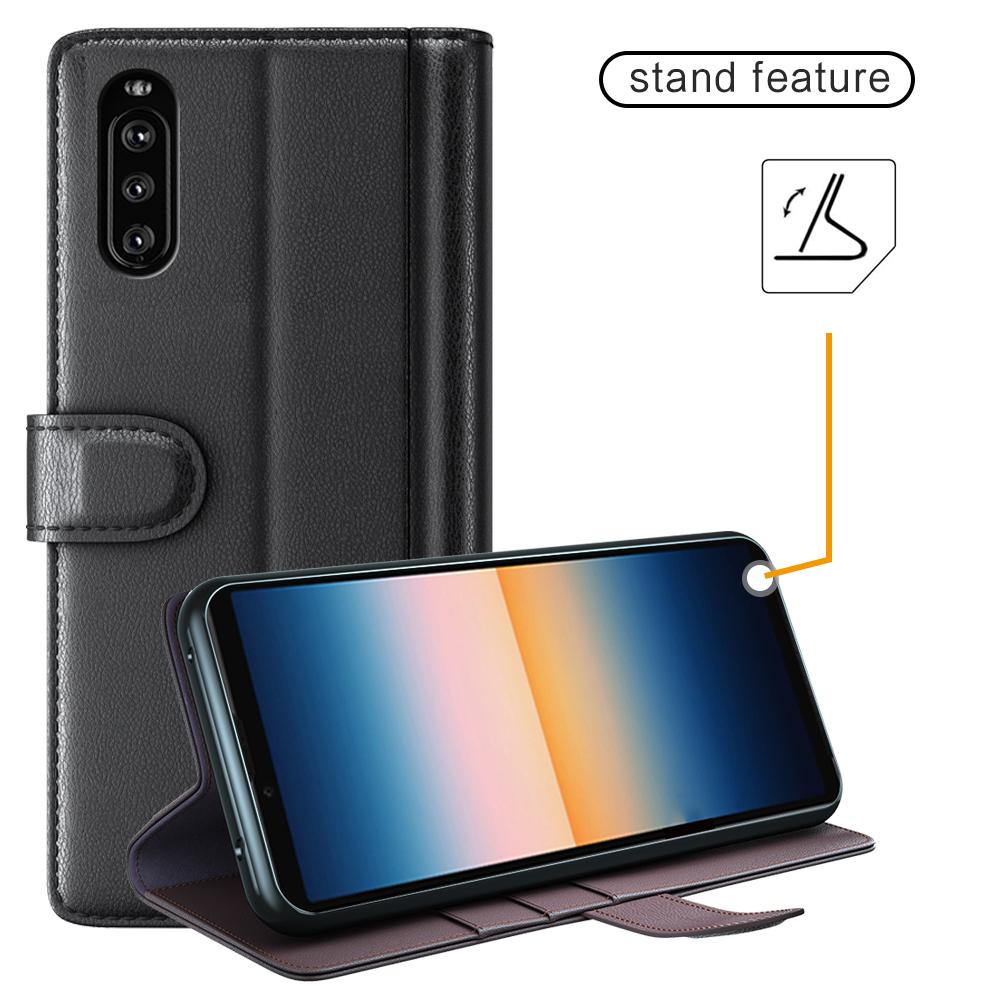 Funda de cuero genuino Sony Xperia 10 III, Negro