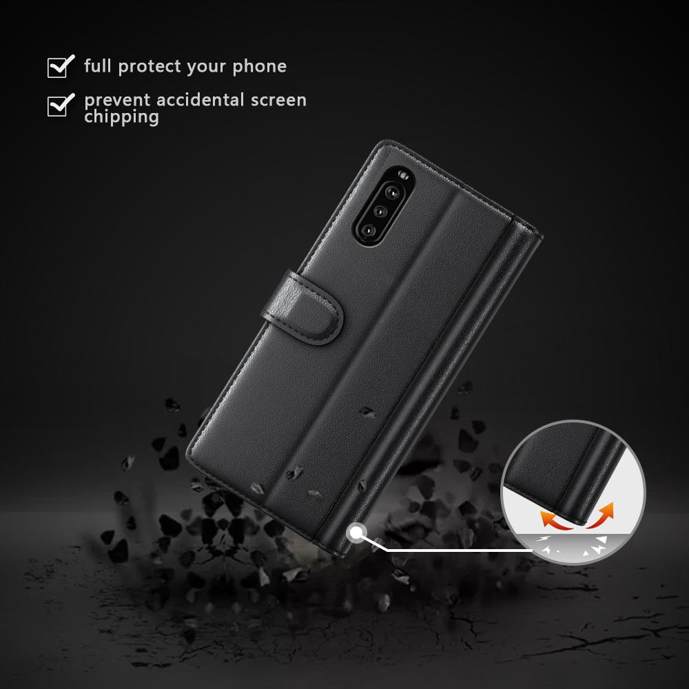 Funda de cuero genuino Sony Xperia 10 III, Negro