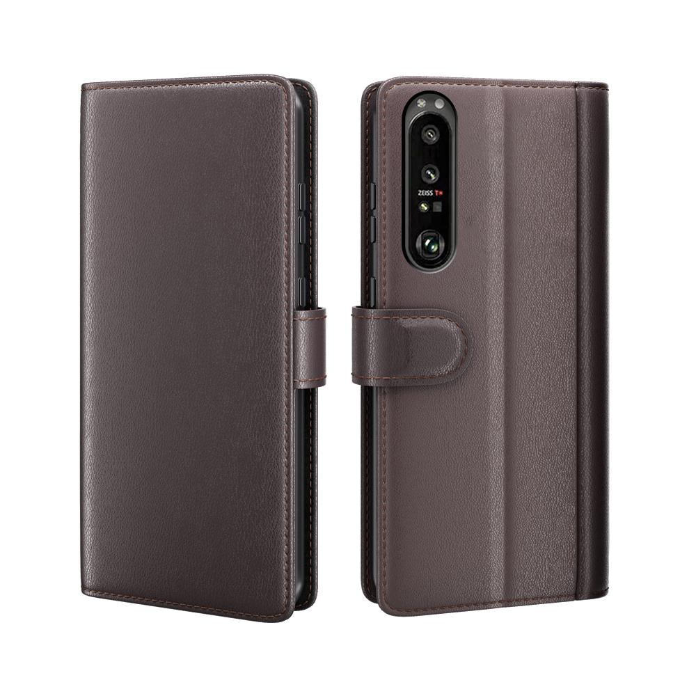 Funda de cuero genuino Sony Xperia 1 III, marrón