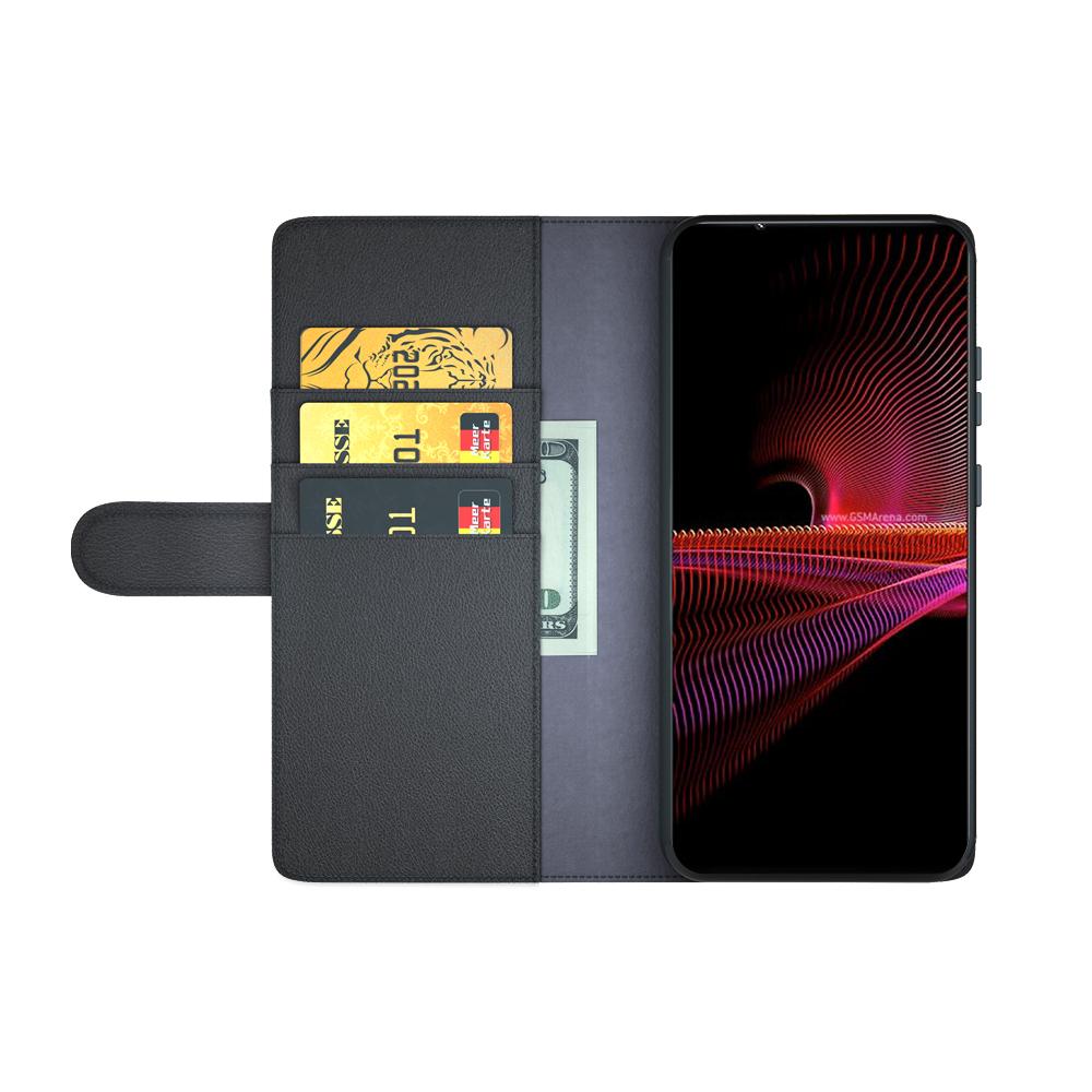 Funda de cuero genuino Sony Xperia 1 III, Negro