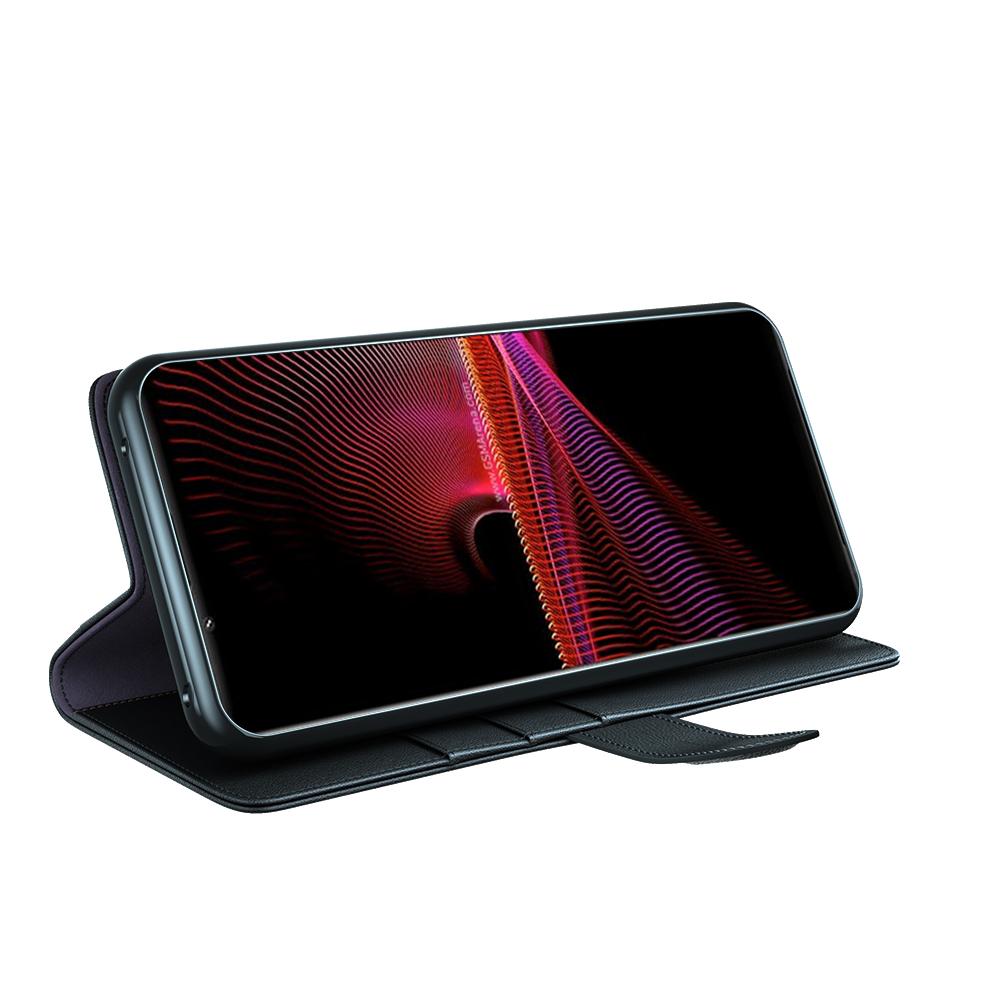 Funda de cuero genuino Sony Xperia 1 III, Negro