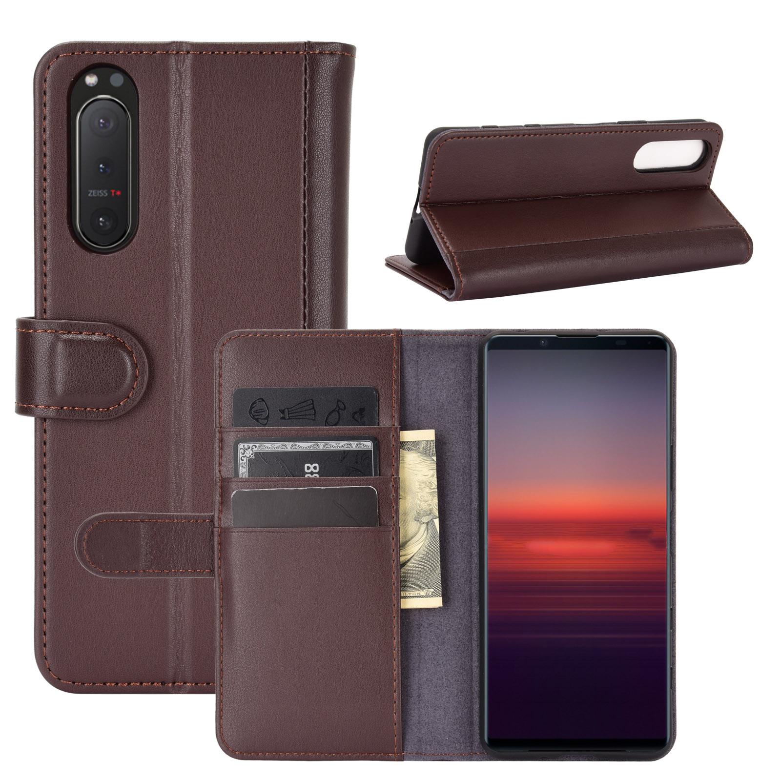 Funda de cuero genuino Sony Xperia 5 II, Marrón