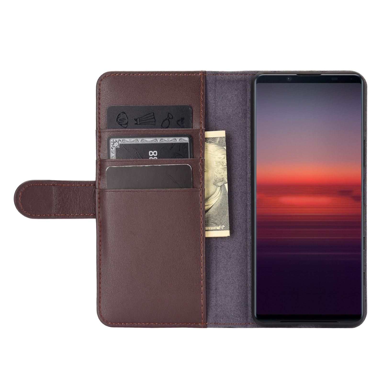 Funda de cuero genuino Sony Xperia 5 II, marrón