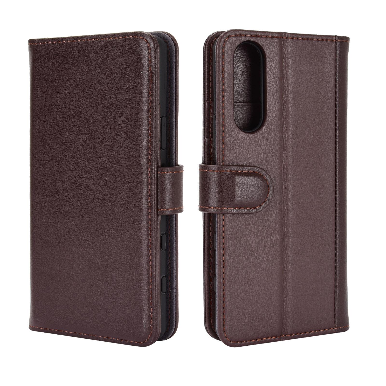 Funda de cuero genuino Sony Xperia 5 II, marrón