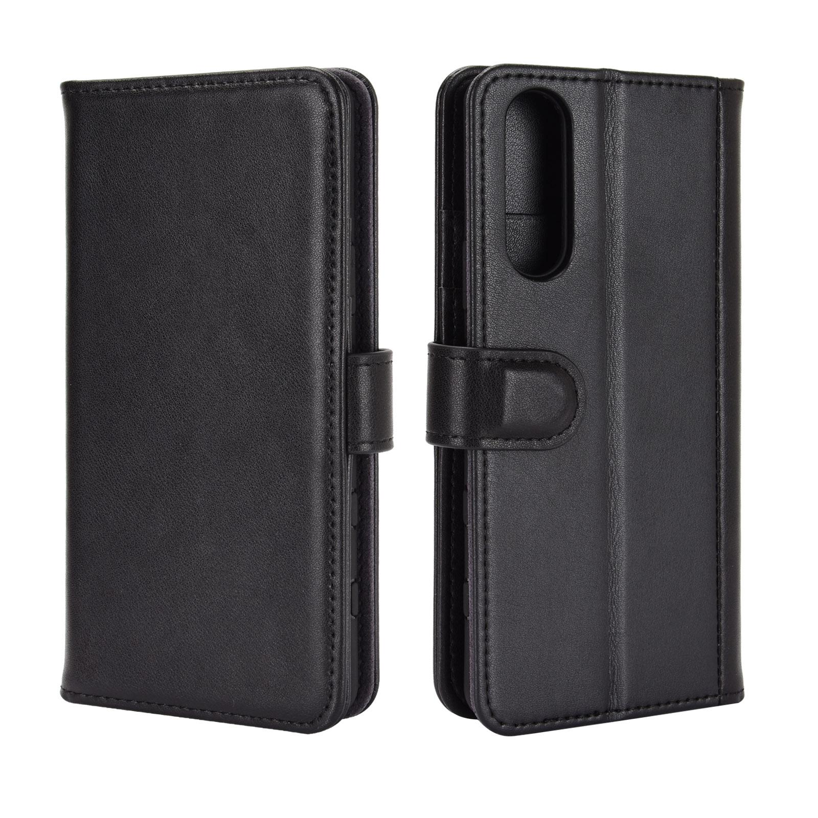 Funda de cuero genuino Sony Xperia 5 II, negro