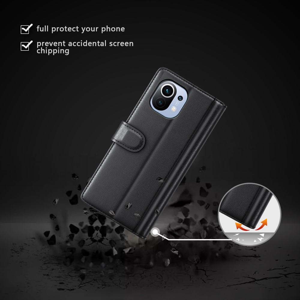 Funda de cuero genuino Xiaomi Mi 11, Negro