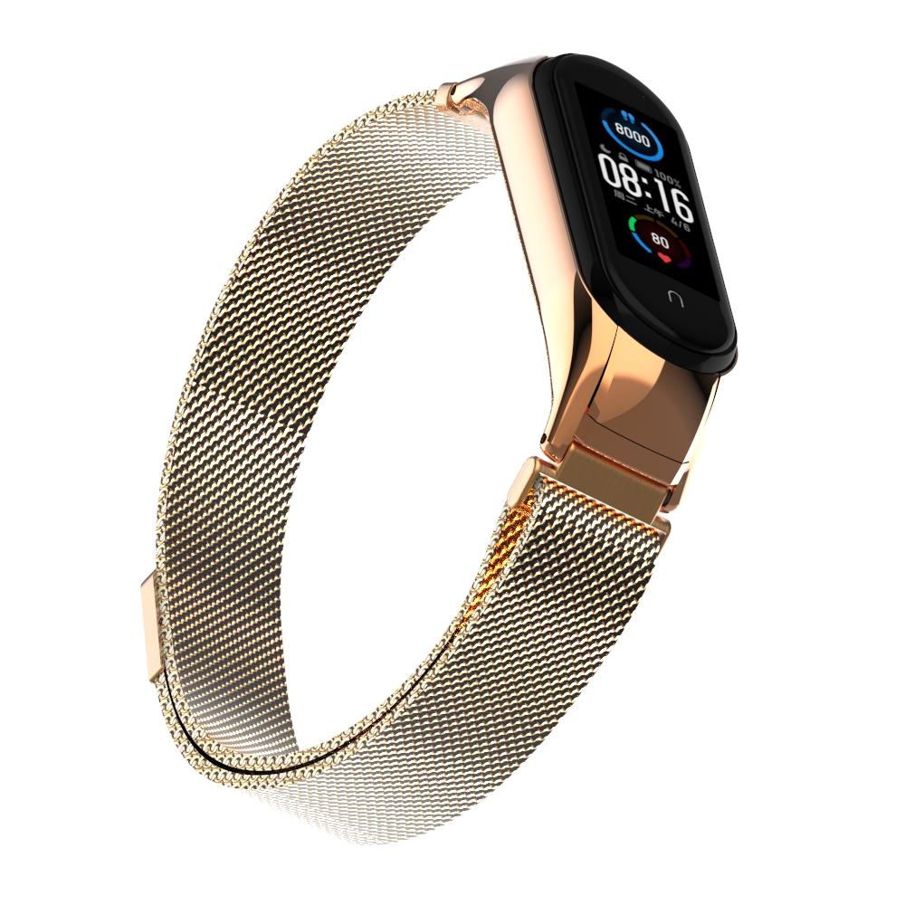 Pulsera milanesa para Xiaomi Mi Band 5/6, oro rosa