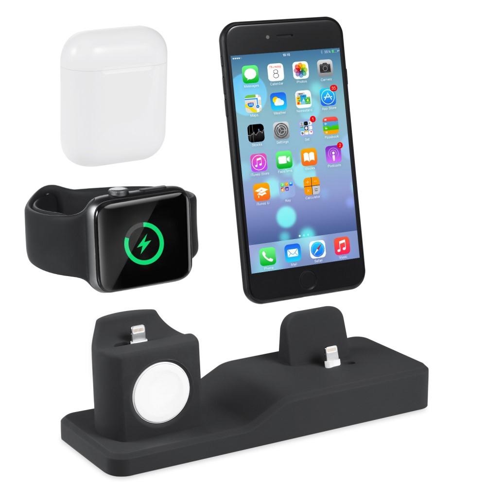 Soporte de carga 3 in 1 AirPods/Apple Watch/iPhone Negro