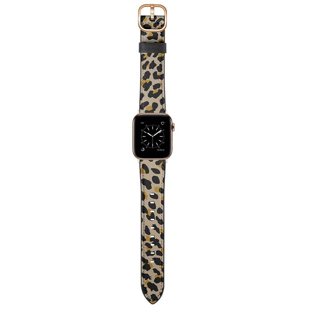 Correa de Piel Apple Watch 45mm Series 9 Leopard