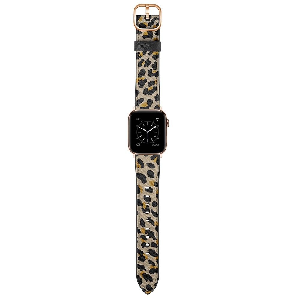 Correa de Piel Apple Watch Series 8 45mm Leopardo