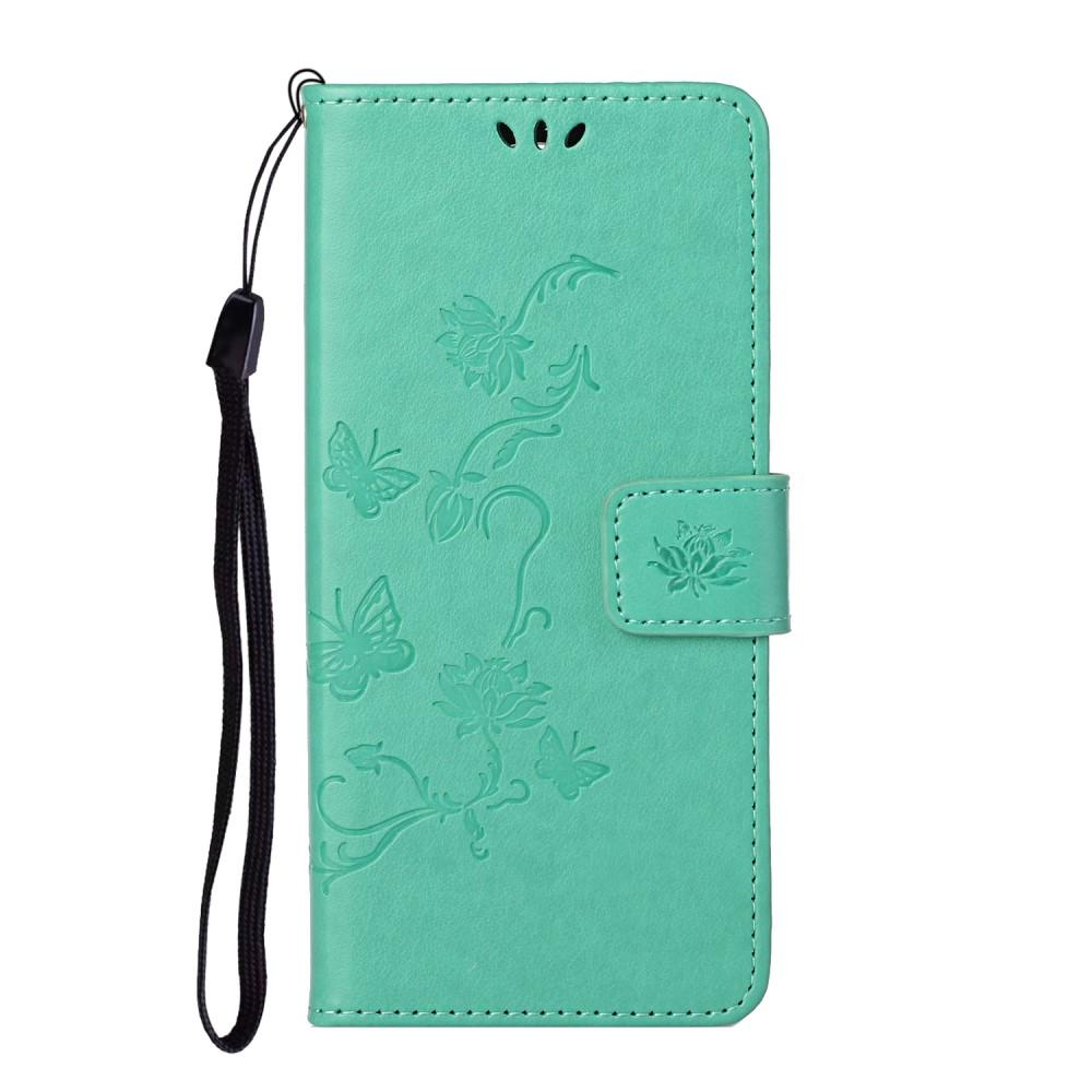 Funda de cuero con mariposas para Samsung Galaxy S21 FE, verde