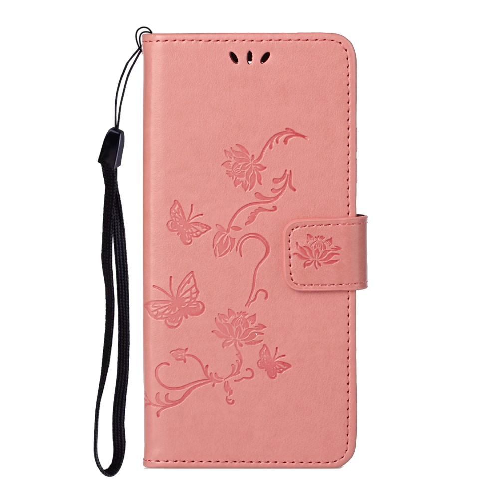 Funda de Cuero con Mariposas Samsung Galaxy S21 FE, Rosa