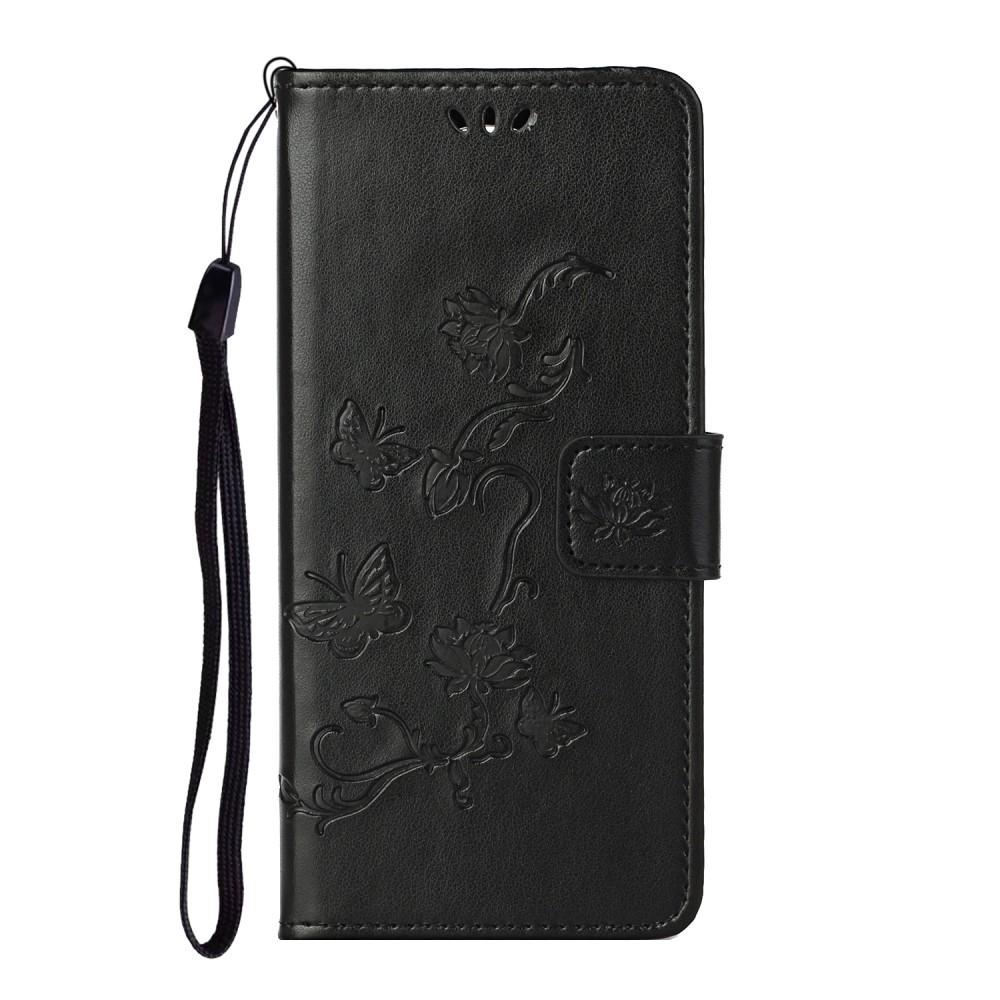 Funda de Cuero con Mariposas Samsung Galaxy S21 FE, Negro
