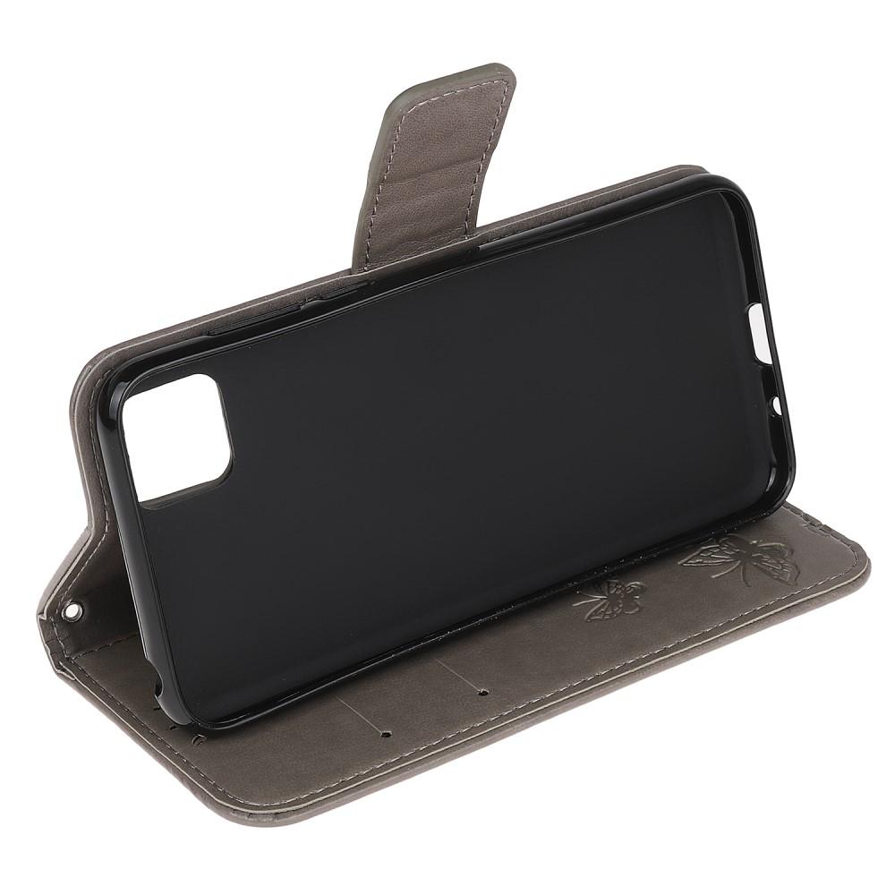 Funda de Cuero con Mariposas Huawei Y5p, Gris