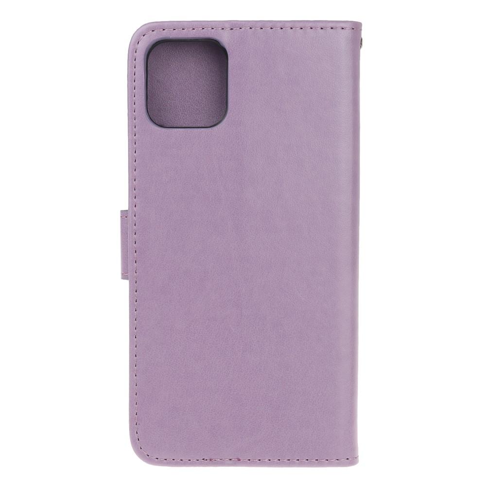 Funda de cuero con mariposas para iPhone 12/12 Pro, violeta