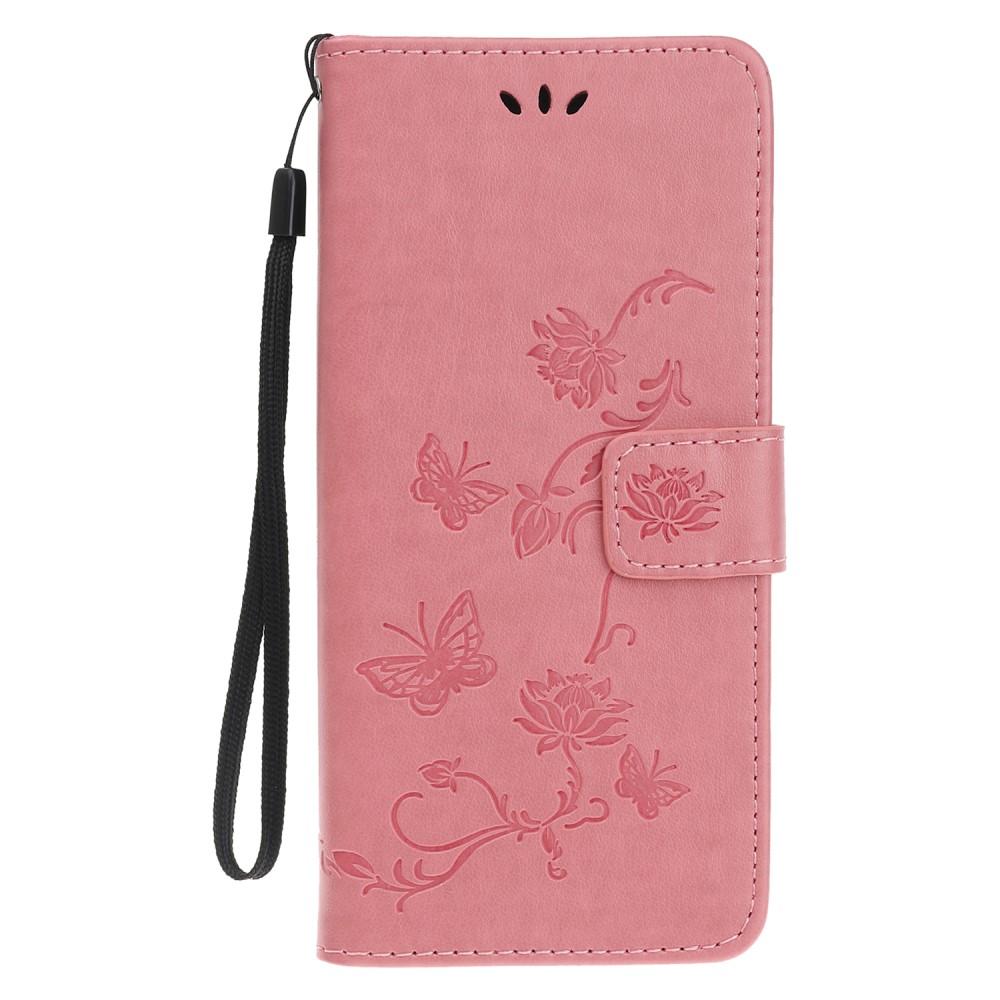 Funda de cuero con mariposas para iPhone 12 Mini, rosado