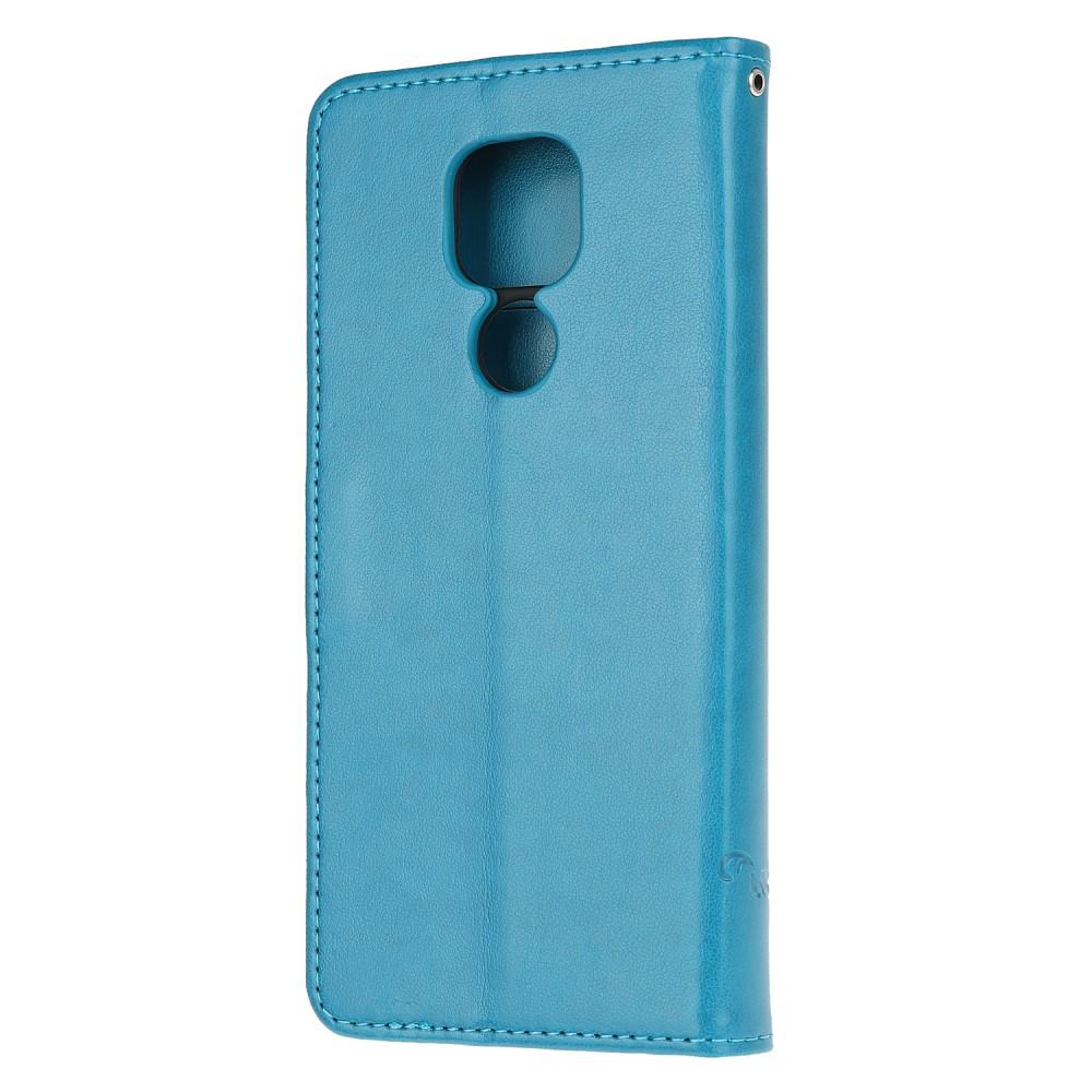 Funda de Cuero con Mariposas Motorola Moto E7 Plus/Moto G9 Play, Azul