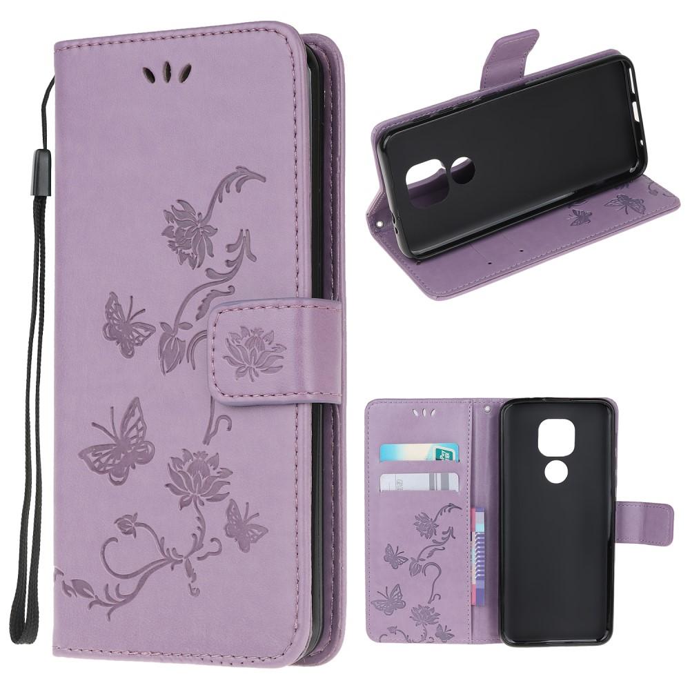 Funda de cuero con mariposas para Motorola Moto G9 Play/E7 Plus, violeta