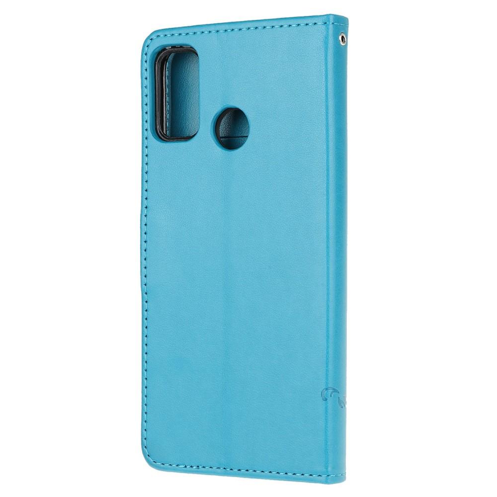 Funda de Cuero con Mariposas Motorola Moto G30/Moto G10/Moto G20, Azul