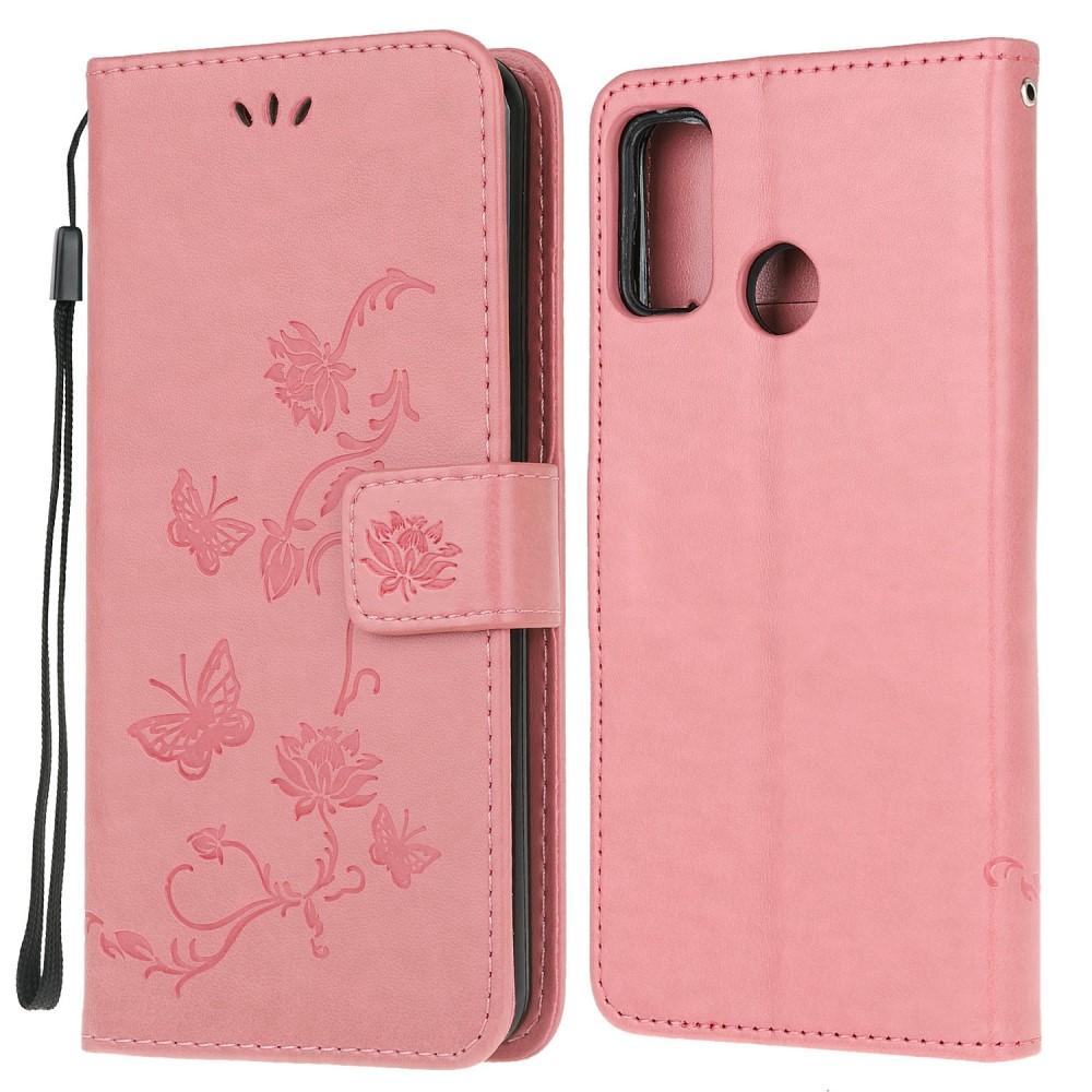 Funda de cuero con mariposas para Motorola Moto G10/G20/G30, rosado