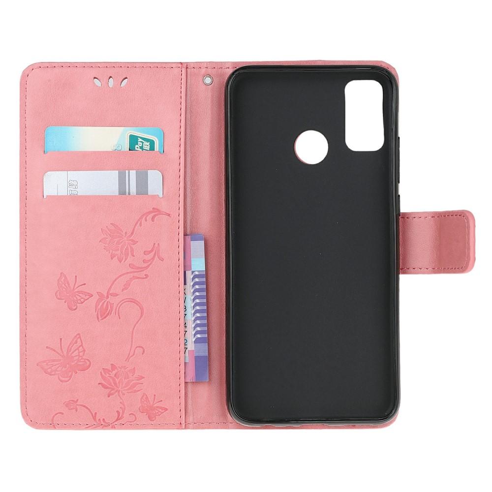 Funda de Cuero con Mariposas Motorola Moto G30/Moto G10/Moto G20, Rosa