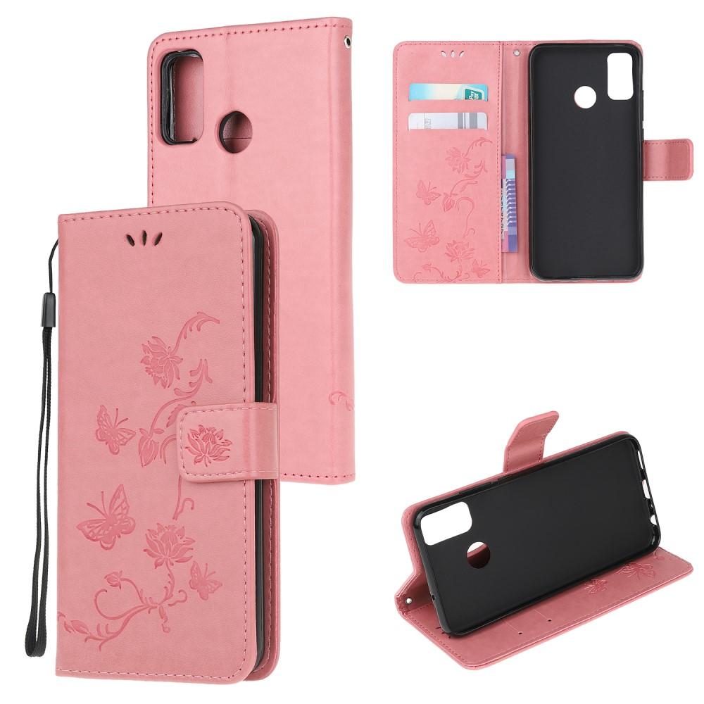 Funda de cuero con mariposas para Motorola Moto G50, rosado