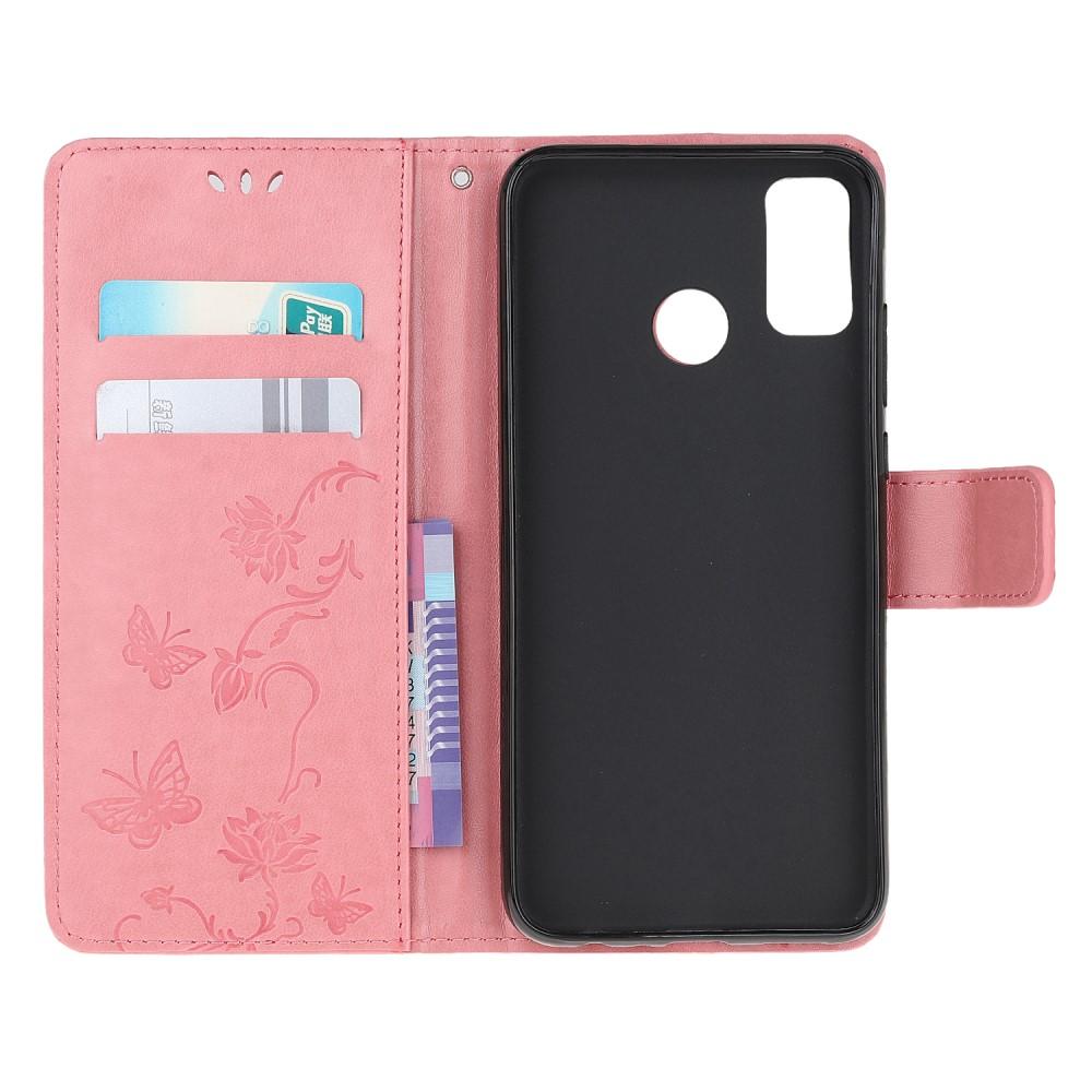 Funda de Cuero con Mariposas Motorola Moto G50, Rosa